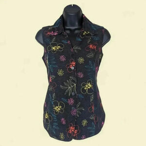 Vintage Carole Little Embroidered Silk Vest